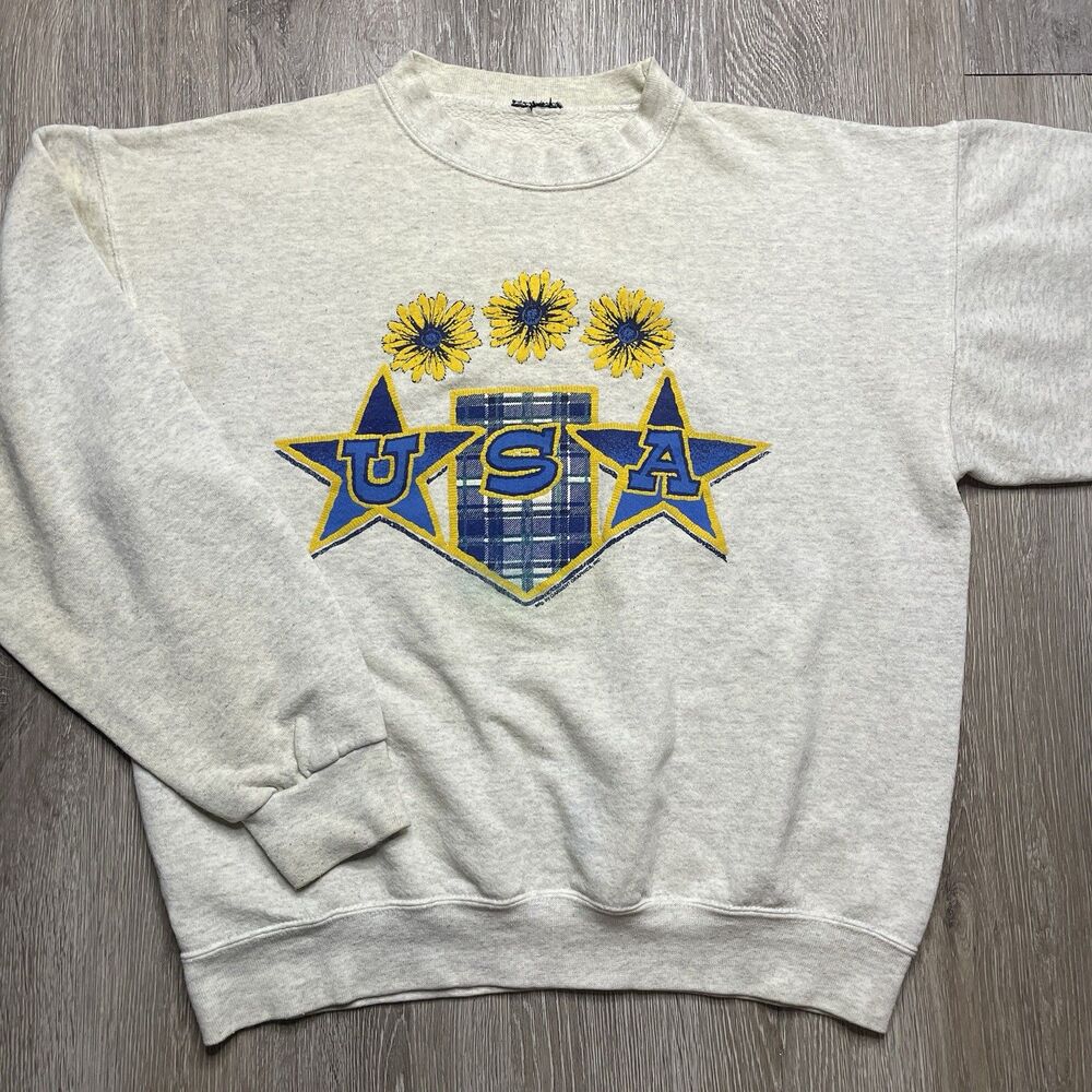Vintage Garment Graphics USA Sunflower Sweatshirt Size Large